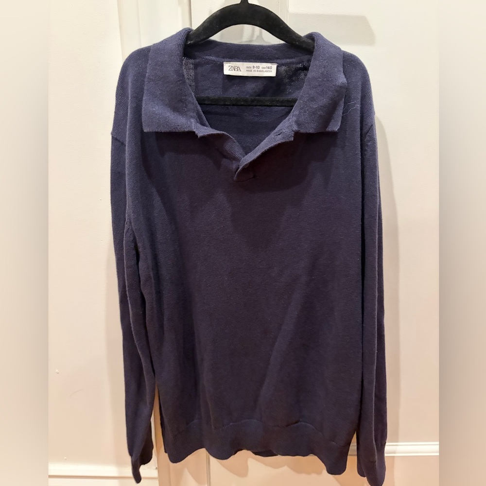 Zara Navy Polo Sweater